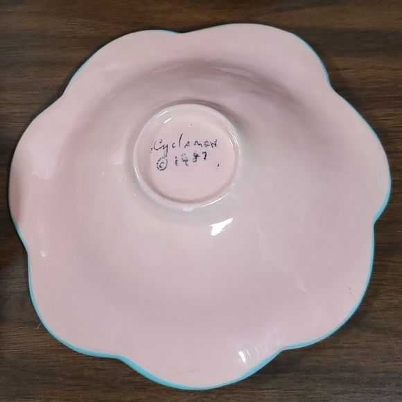 Cyclamen Julie Sanders Vintage Set of 4 Flower Bowls Signed 1987 Exc. Condition - Picture 6 of 10